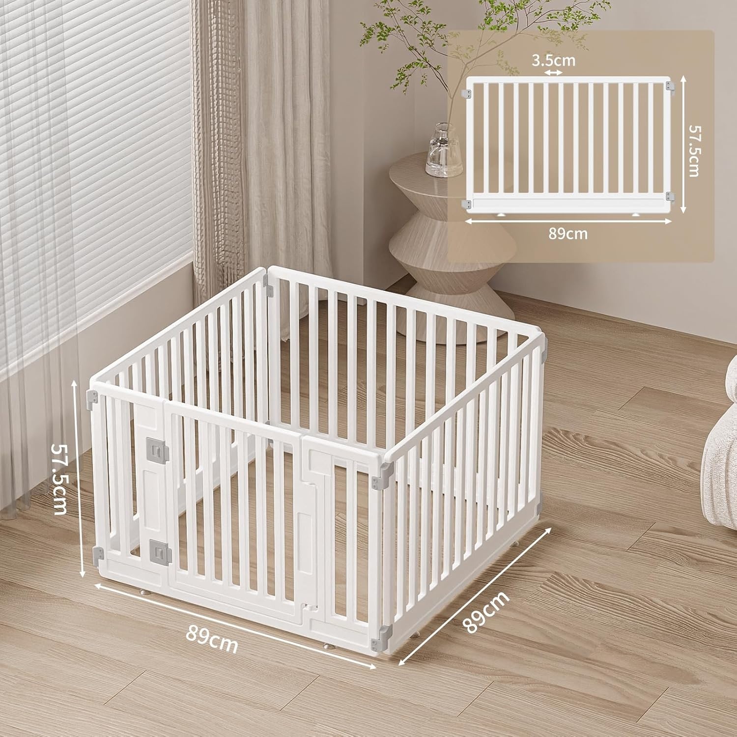 Opvouwbaar Hondenloophok HDPE Wit 89x89 cm - 34% Korting!