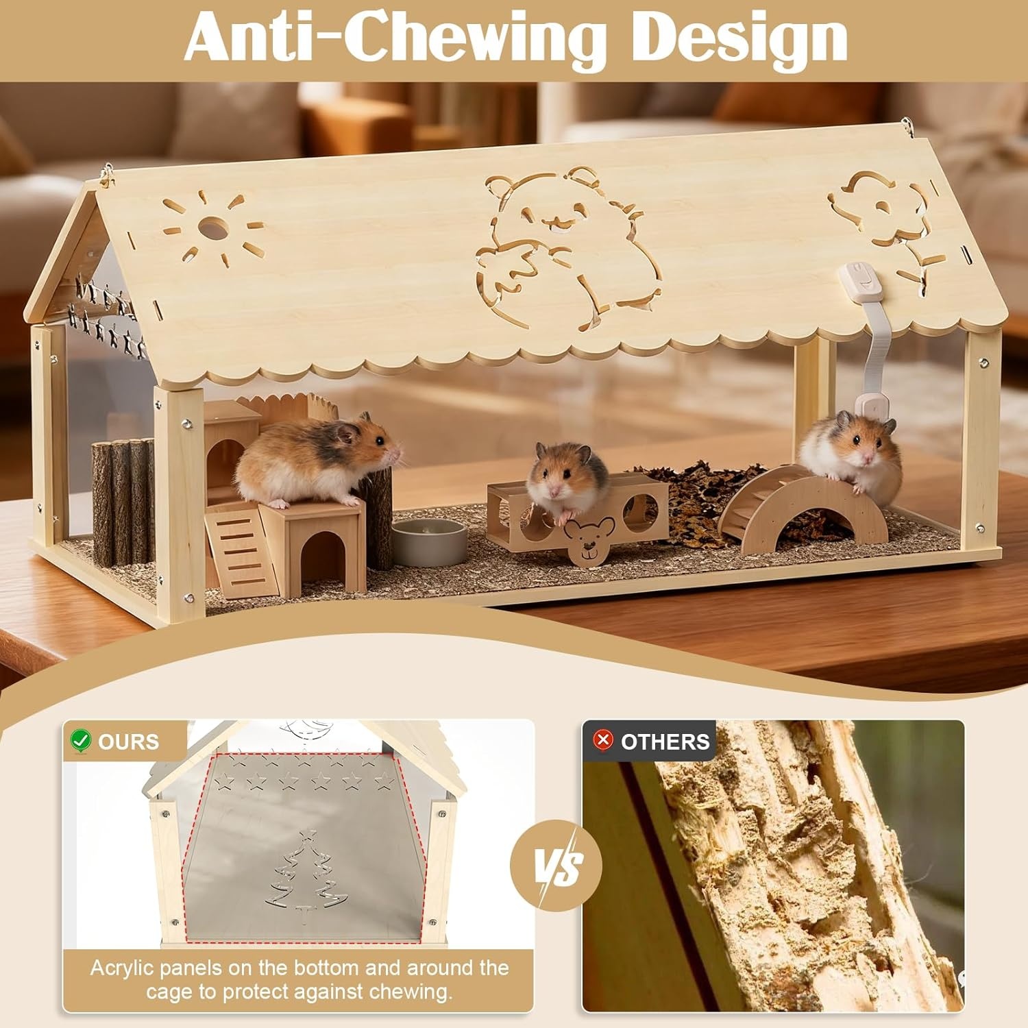 Houten Hamsterkooi 60x40x40cm (34% Korting)