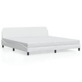 vidaXL Wit Kunstleren Bedframe met Hoofdbord (200x200 cm) - 37% Korting