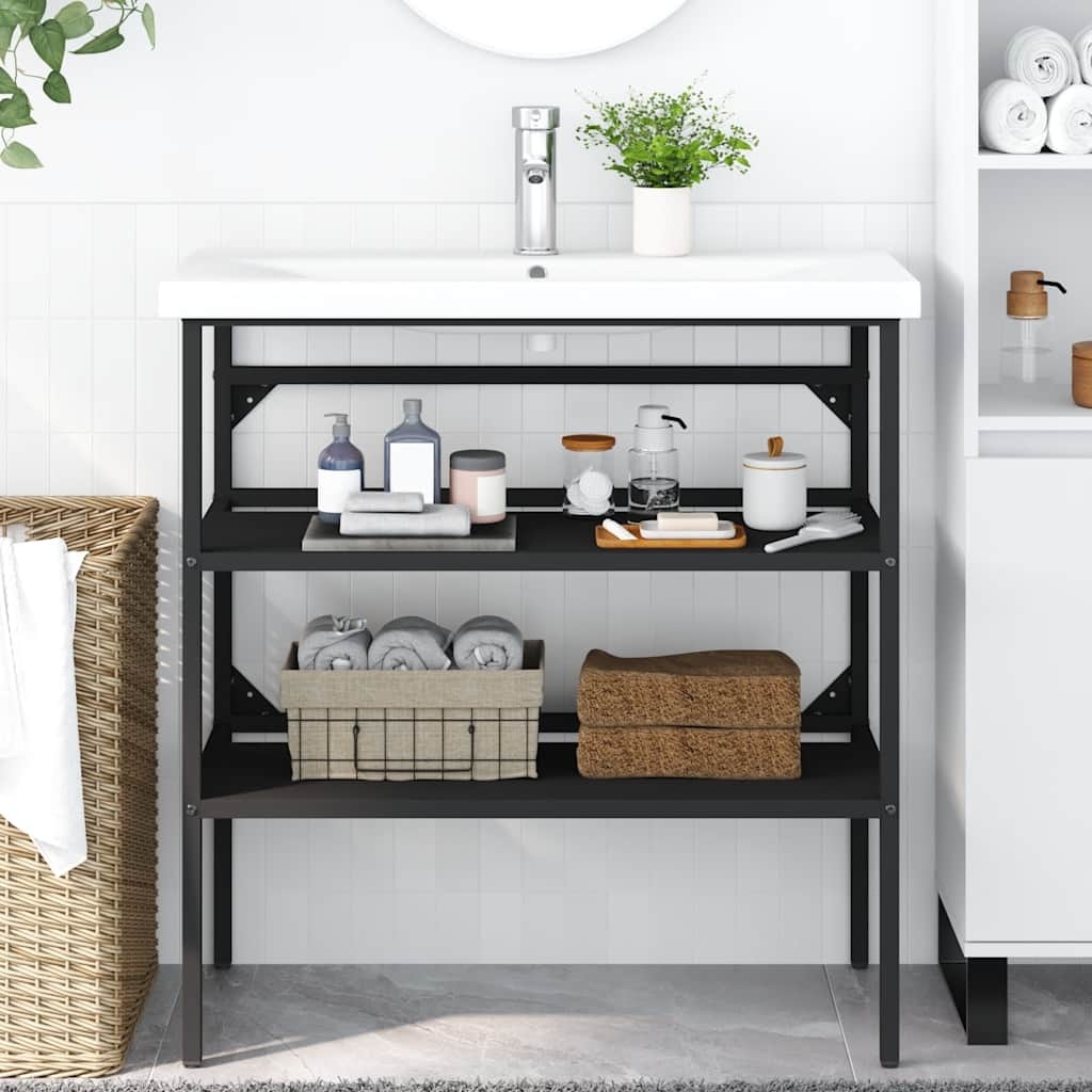 VidaXL Wastafelframe Zwart IJzer 79x38x83cm (65% Korting)