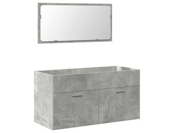 Badkamerkast met Spiegel - bewerkt hout - Betongrijs - 72% Korting!