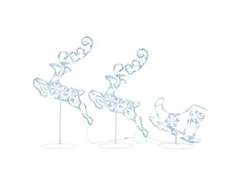 vidaXL Rendieren & Slee Kerstdecoratie - Koudwit - 260x21x87 cm - 41% Korting