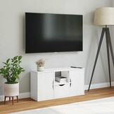 vidaXL TV-meubel Grenenhout Wit ODDA - 79x24x40cm - 71% Korting