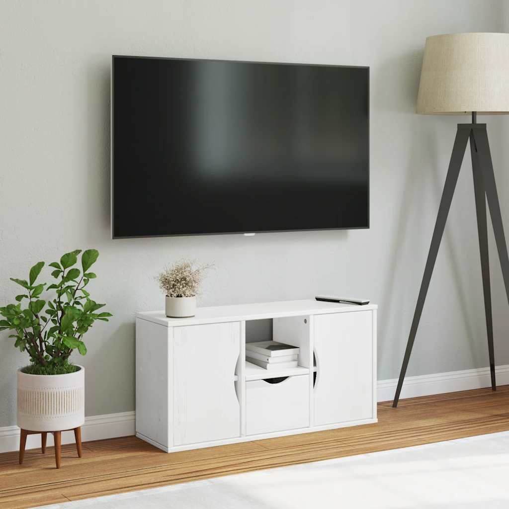 vidaXL TV-meubel Grenenhout Wit ODDA - 79x24x40cm - 71% Korting
