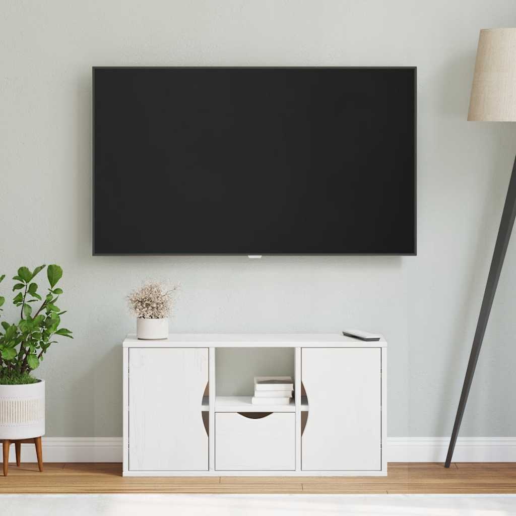 vidaXL TV-meubel Grenenhout Wit ODDA - 79x24x40cm - 71% Korting