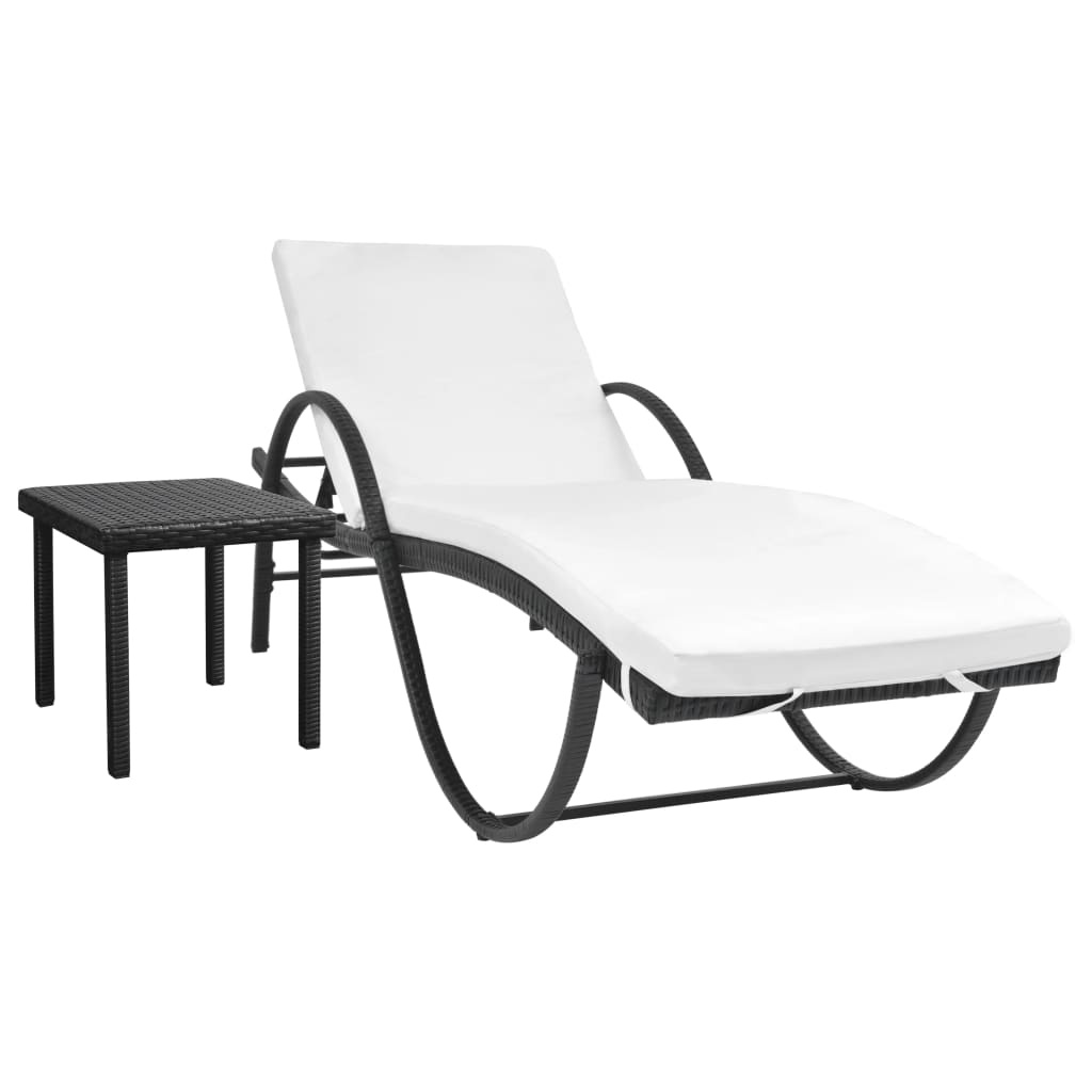 VidaXL Ligbed Set Poly Rattan Zwart - 35% Korting!