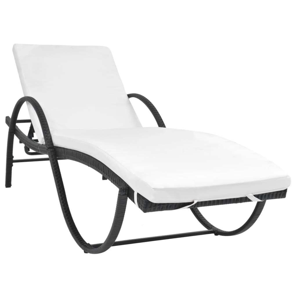VidaXL Ligbed Set Poly Rattan Zwart - 35% Korting!