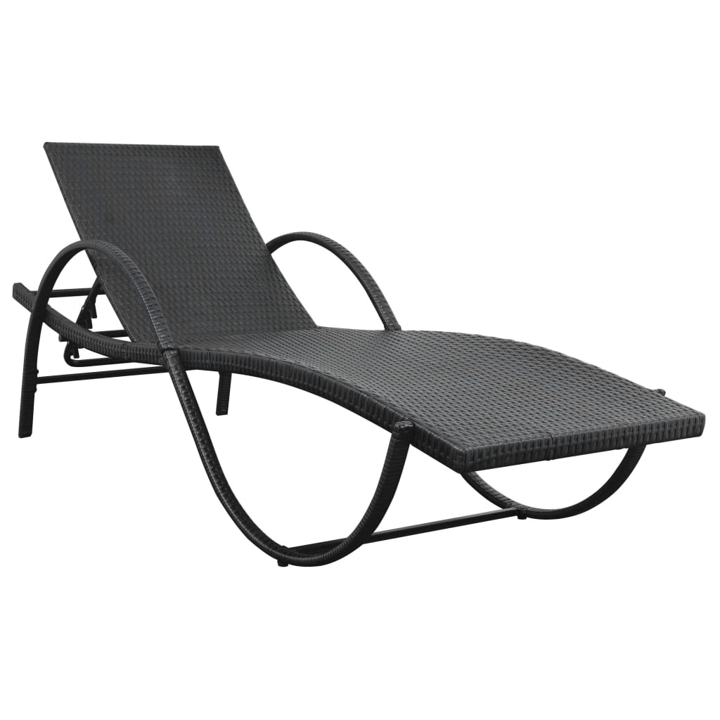 VidaXL Ligbed Set Poly Rattan Zwart - 35% Korting!