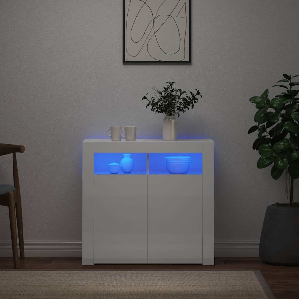 vidaXL Dressoir LED Hoogglans Wit - 52% Korting!