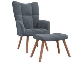 VidaXL Relaxstoel met voetenbank - Fluweel Donkergrijs (-34%)