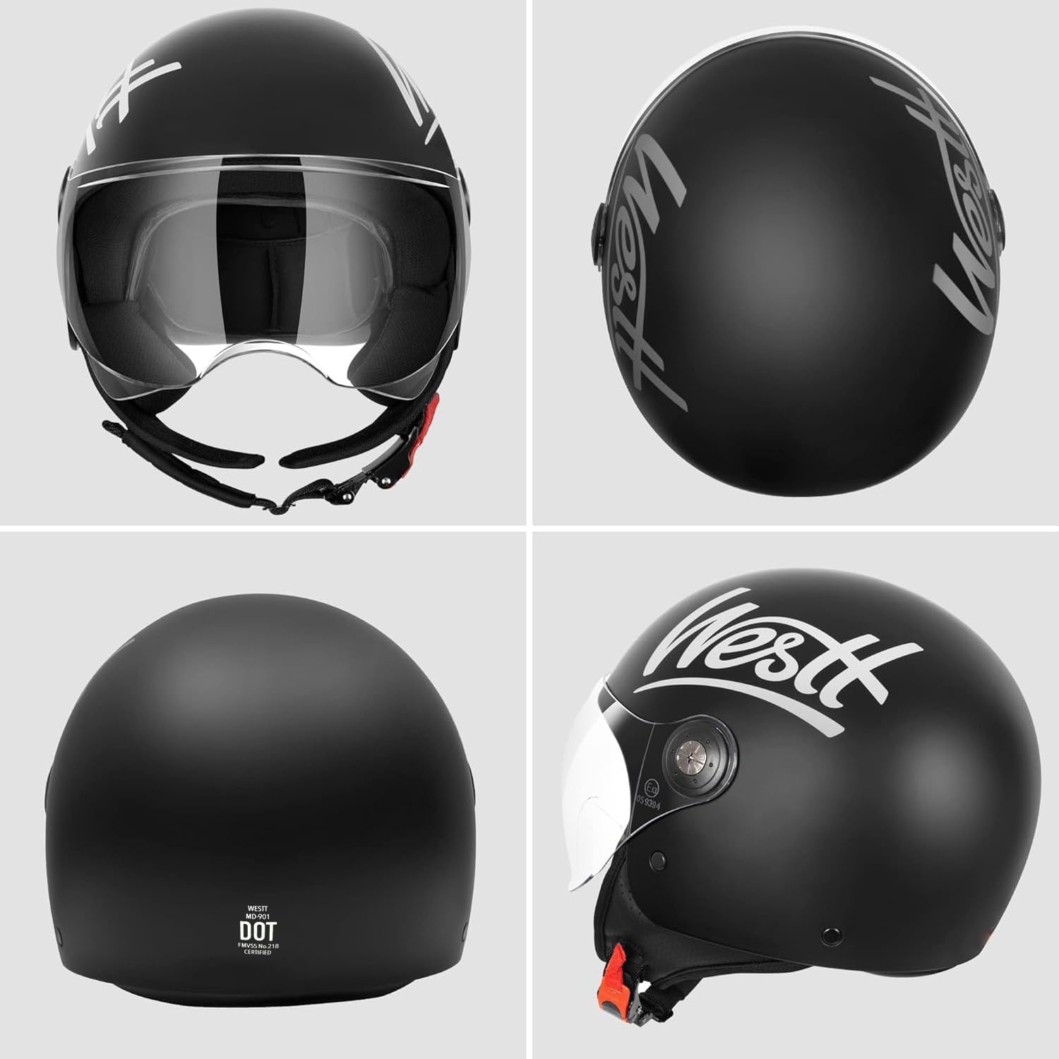 Jet Motorhelm Mat Zwart - ECE Keurmerk - Dames & Heren - Maat S