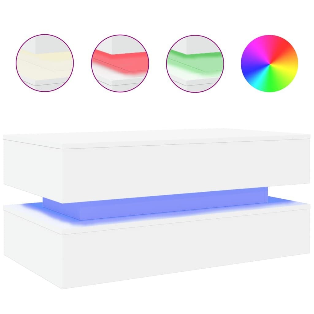 vidaXL Salontafel met LED 90x50x40cm Wit - 34% Korting!