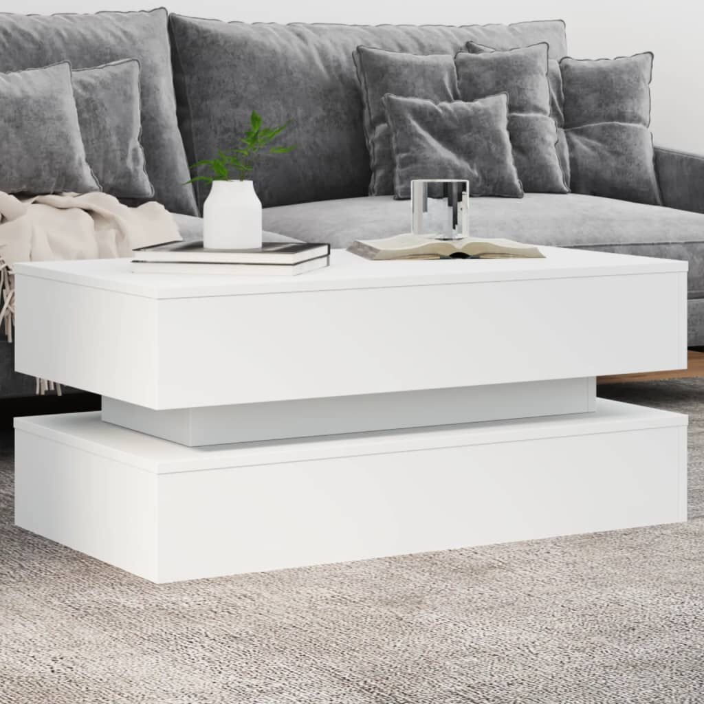 vidaXL Salontafel met LED 90x50x40cm Wit - 34% Korting!
