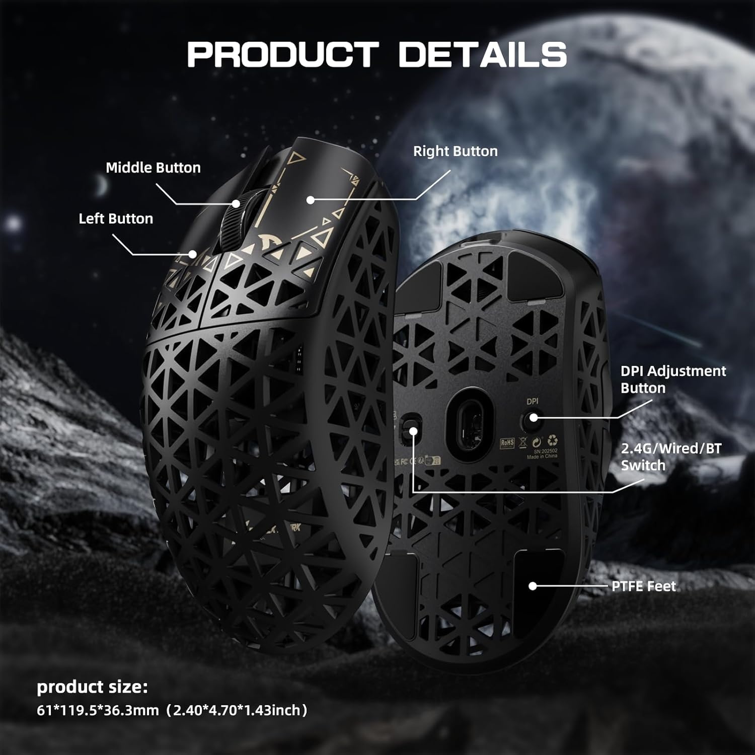 Ultralichte Draadloze Gamingmuis 39g - 29% Korting