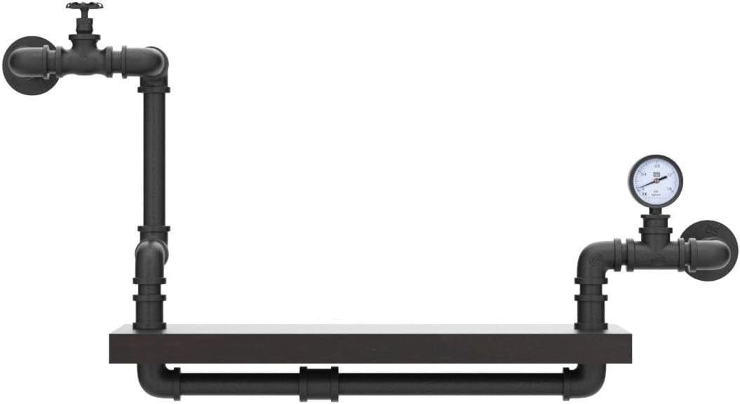 Industrieel Wandrek Zwart Metaal & Hout met 34% Korting