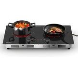 Draagbare Keramische Kookplaat 2 Zones 3200W met Timer & Veiligheidsslot - 52% Korting