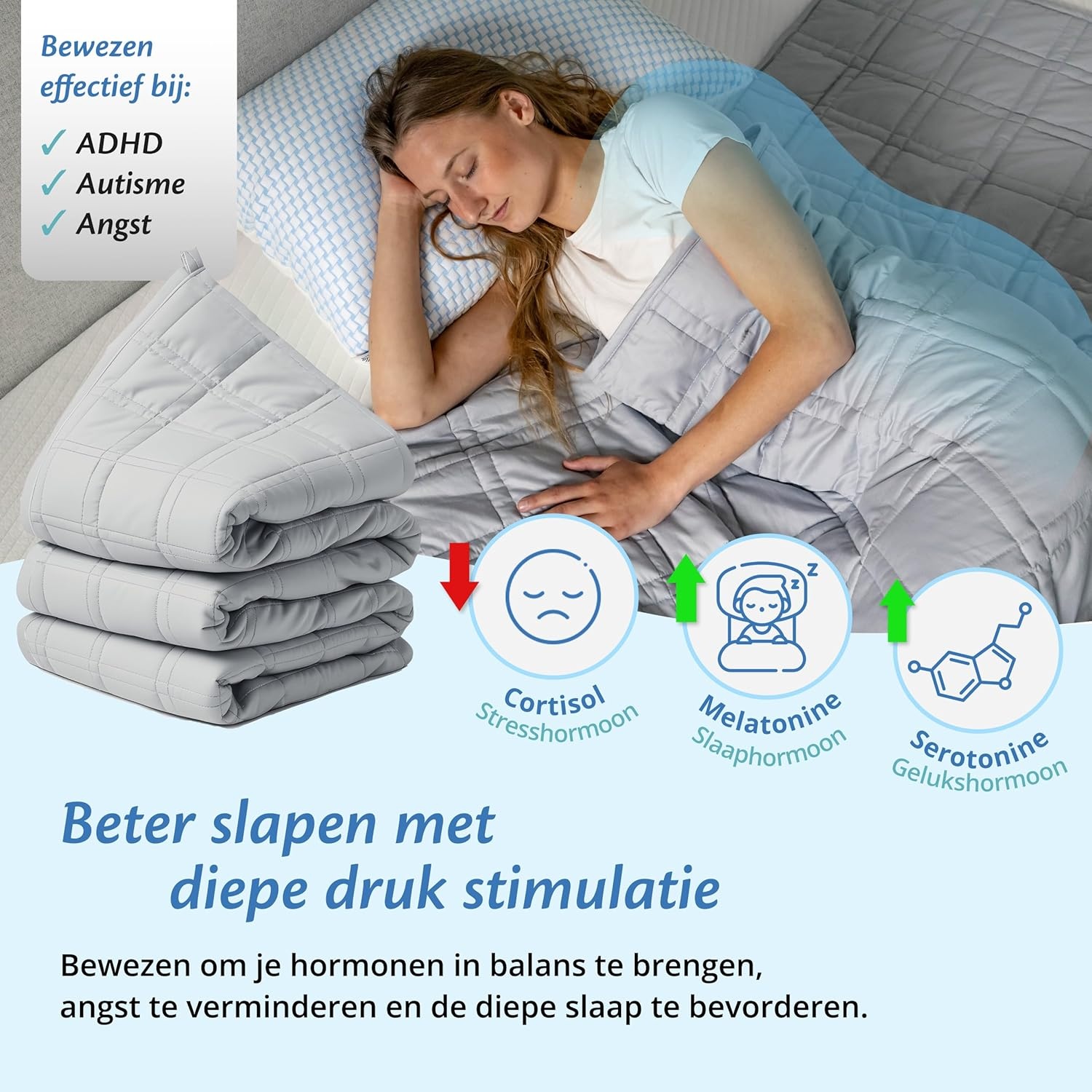 Verzwaringsdeken 9kg 135x200cm Lichtgrijs - 57% Korting