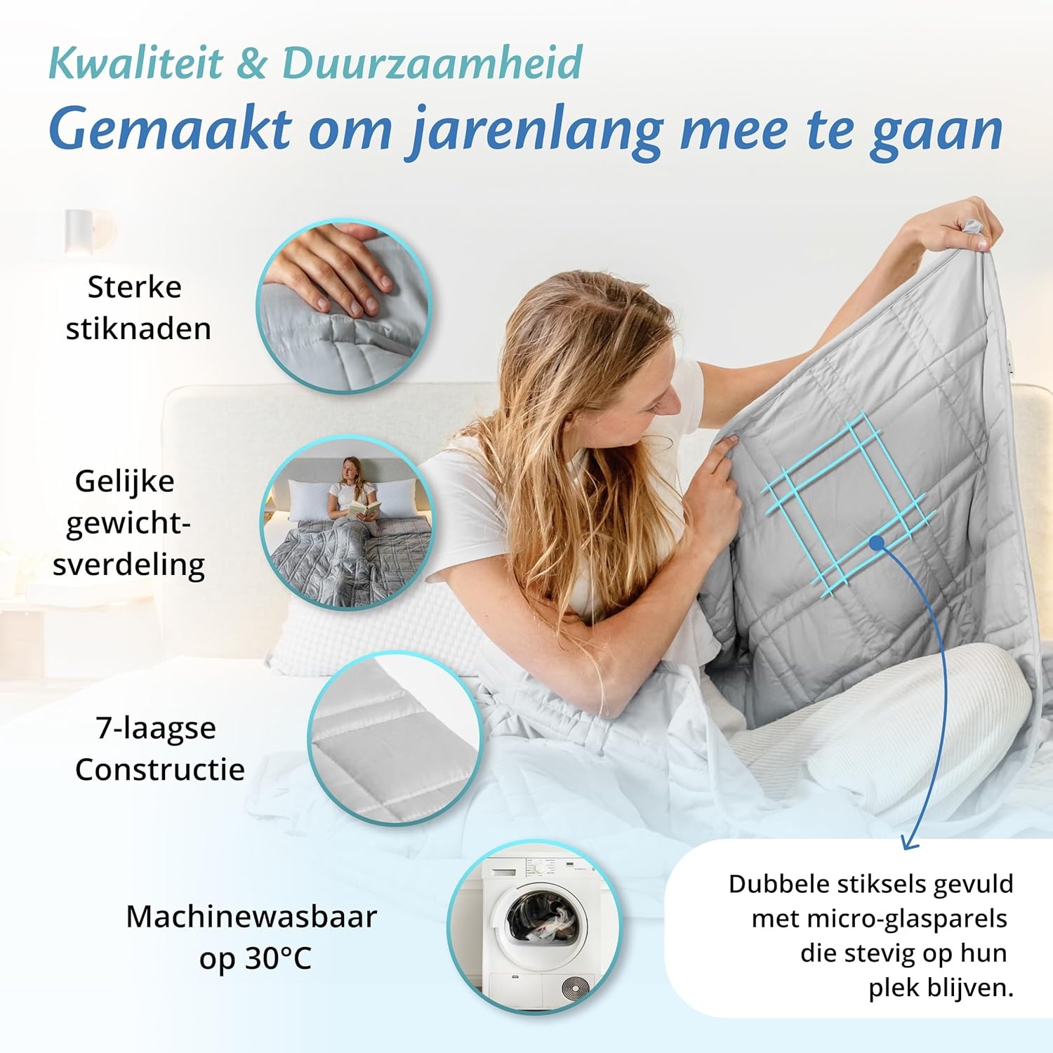 Verzwaringsdeken 9kg 135x200cm Lichtgrijs - 57% Korting