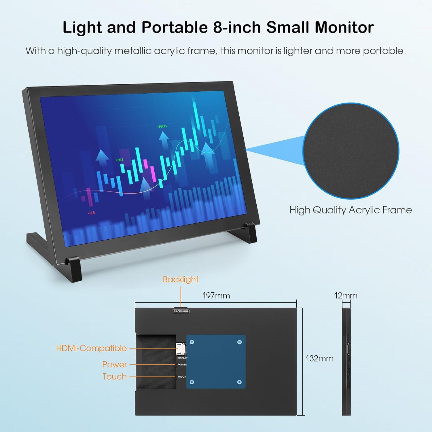 8" HD Touchscreen Monitor (1280x800) - 42% Korting!