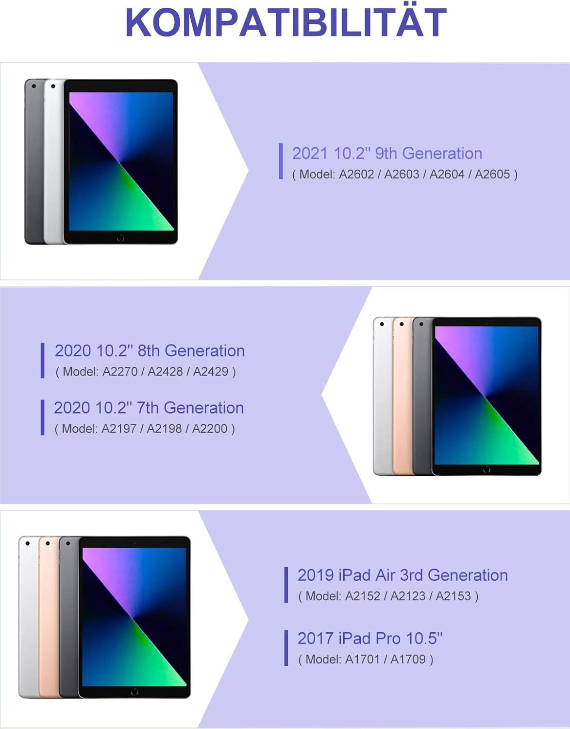 Verlicht Toetsenbord Hoesje iPad 9 (10.2") Lavendel - 28% Korting!