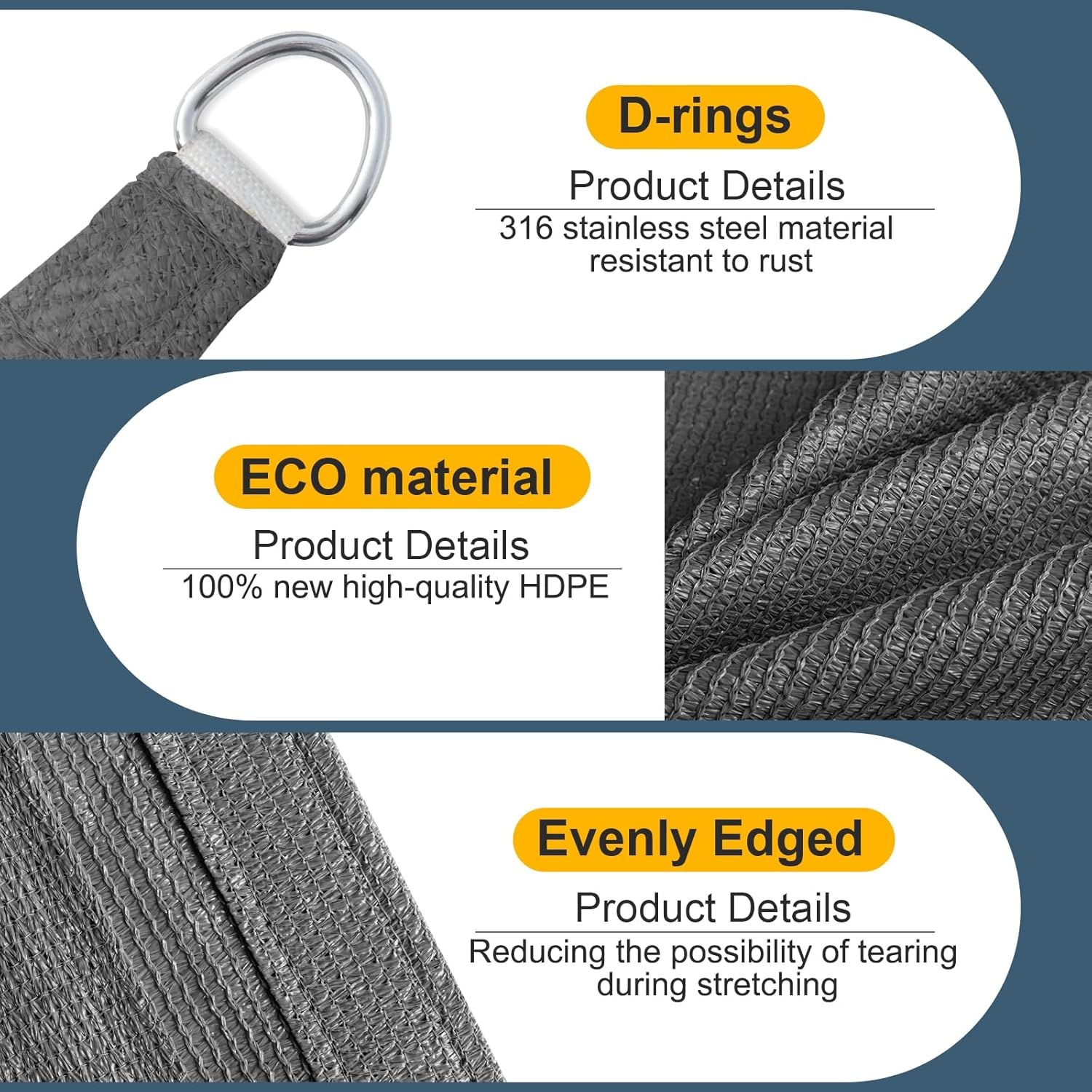 COOL AREA Zonnezeil 2.5x2.5m Grijs (33% Korting)