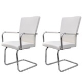 2 Eetkamerstoelen Kunstleer Wit - 72% Korting