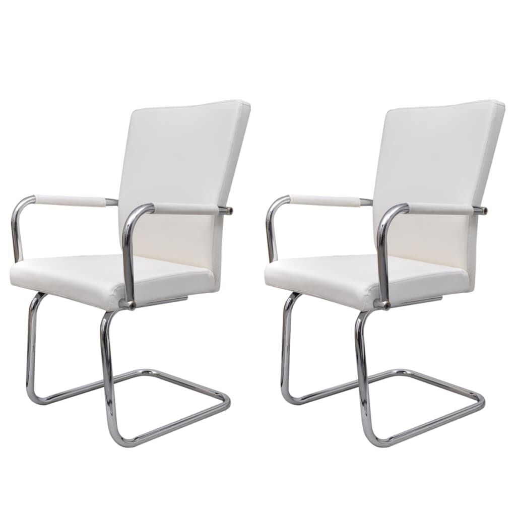 2 Eetkamerstoelen Kunstleer Wit - 72% Korting