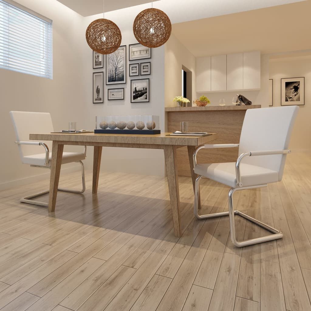 2 Eetkamerstoelen Kunstleer Wit - 72% Korting