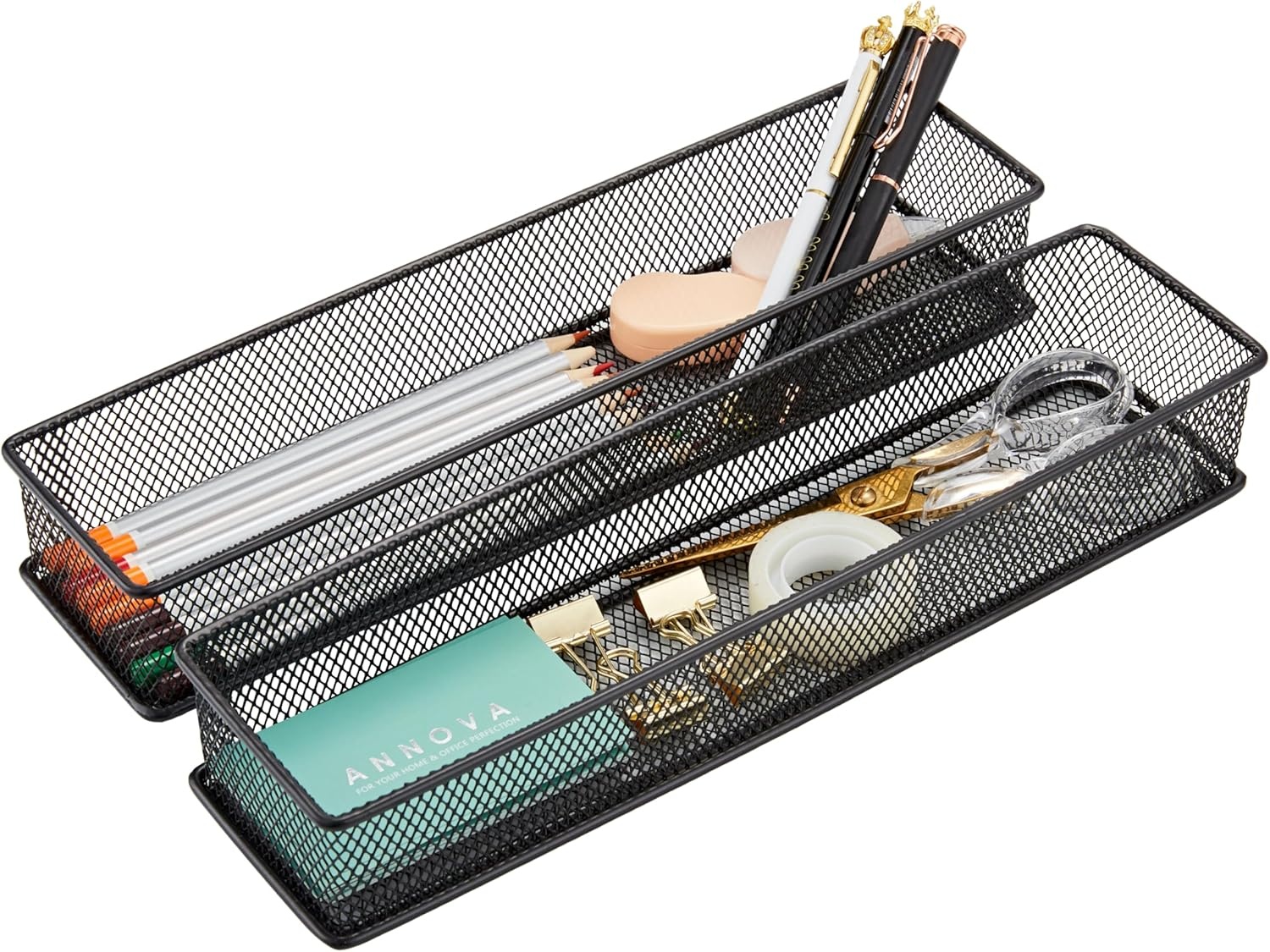 Set van 2 Mesh Lade & Plank Organizers (Zwart) - 45% Korting