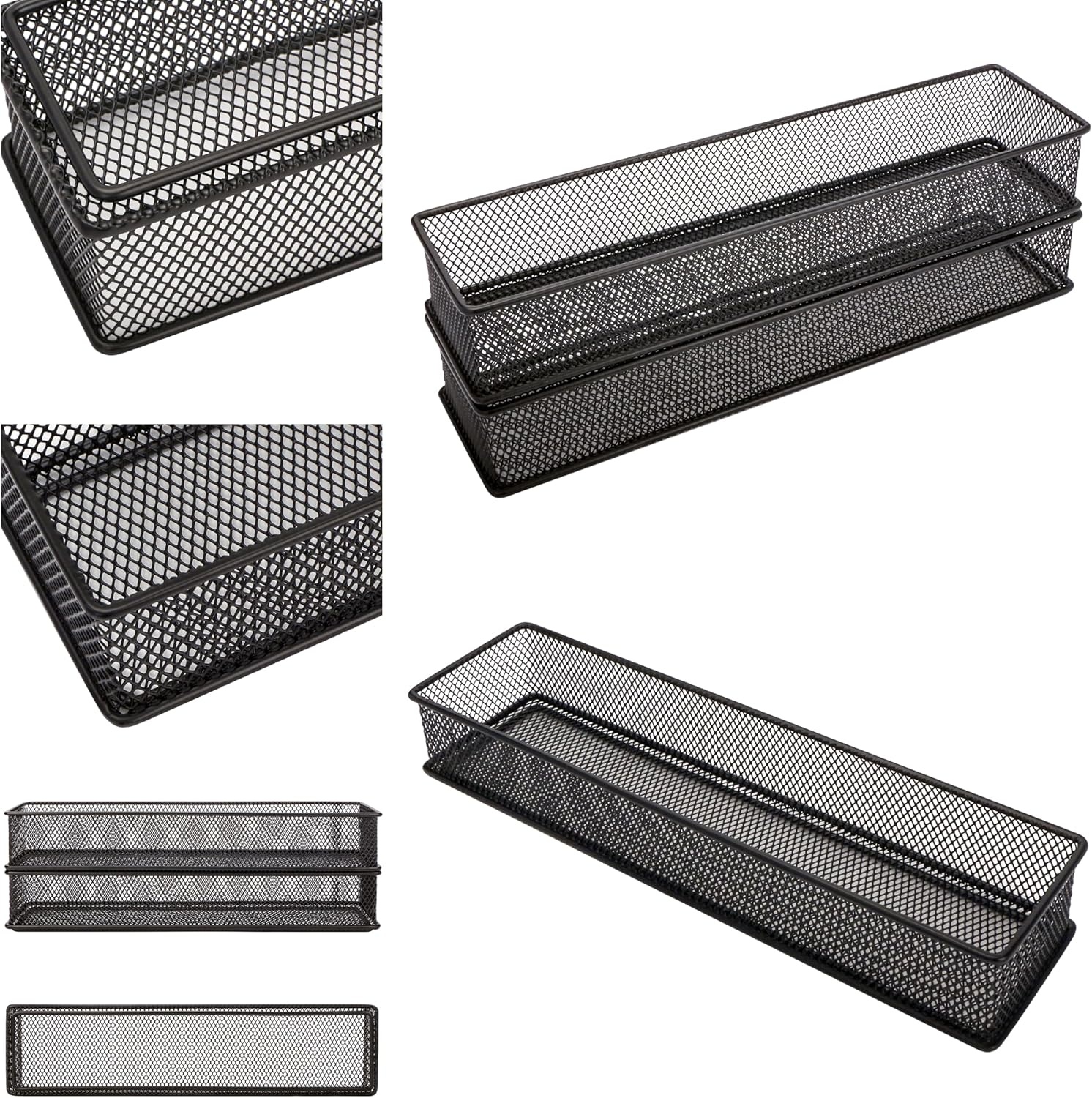 Set van 2 Mesh Lade & Plank Organizers (Zwart) - 45% Korting