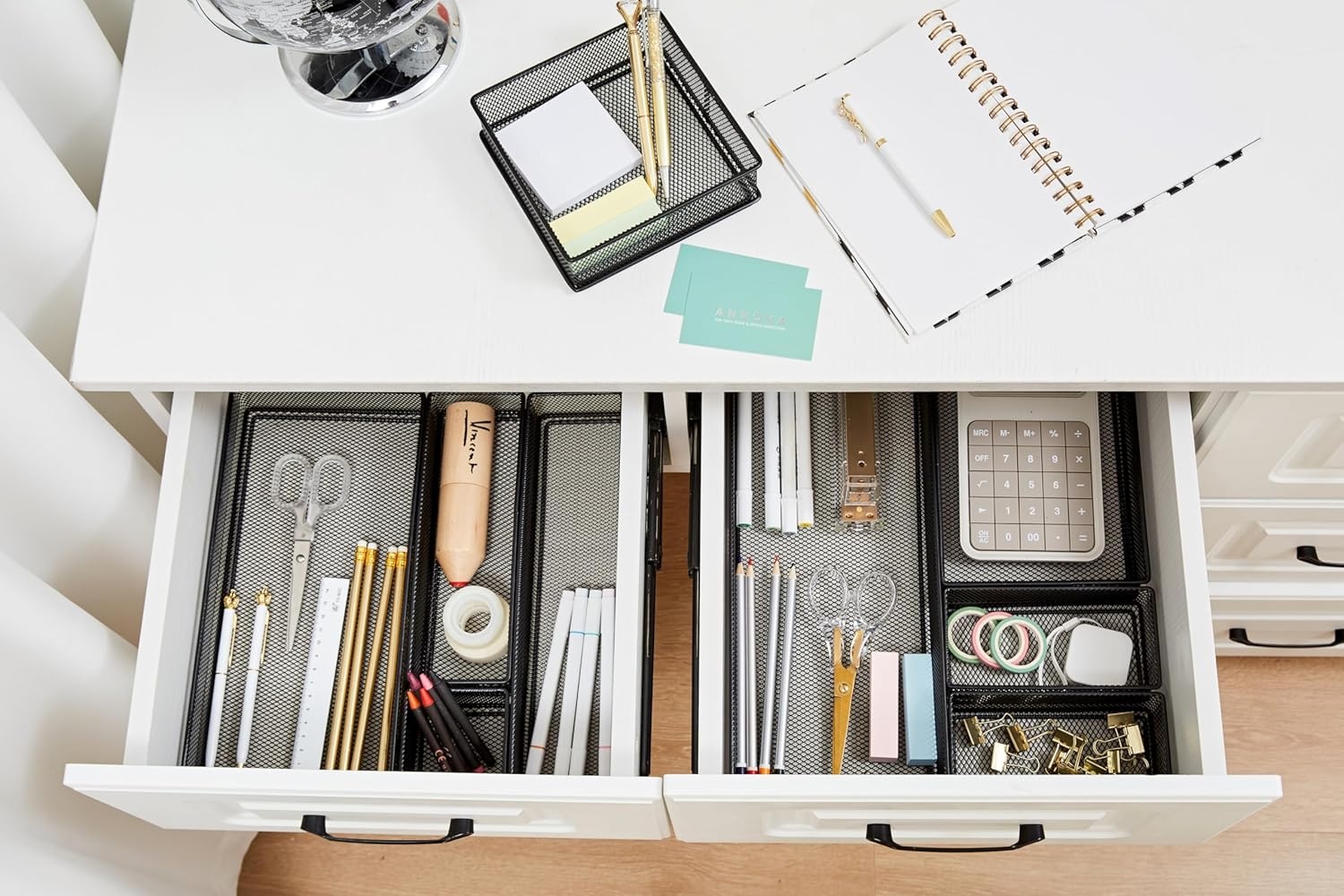Set van 2 Mesh Lade & Plank Organizers (Zwart) - 45% Korting