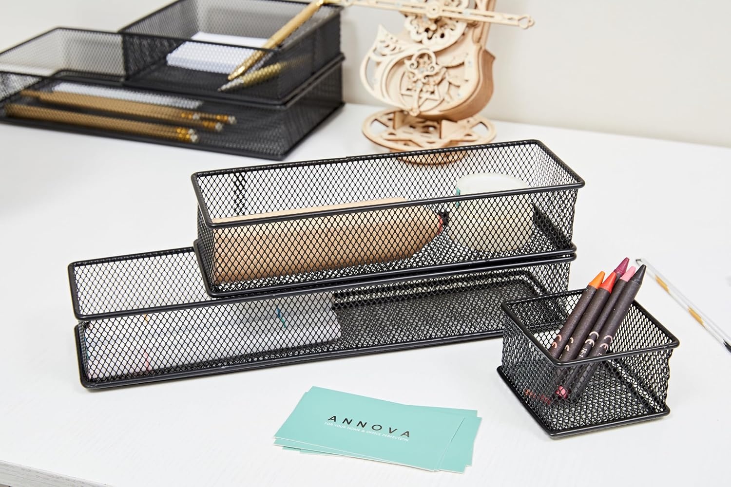 Set van 2 Mesh Lade & Plank Organizers (Zwart) - 45% Korting
