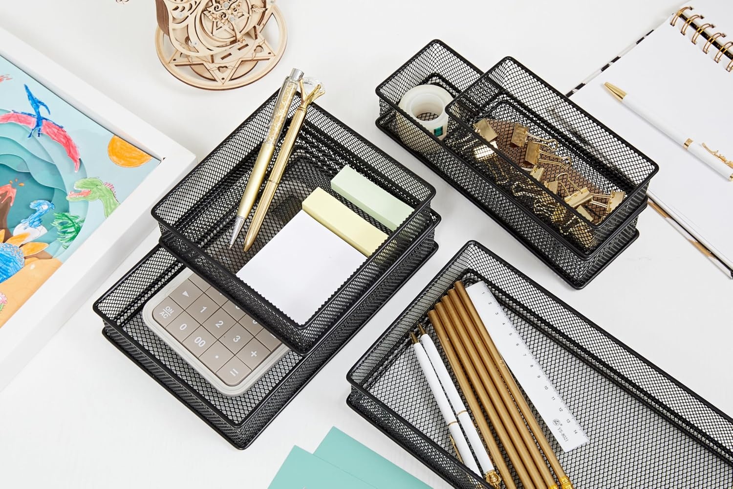 Set van 2 Mesh Lade & Plank Organizers (Zwart) - 45% Korting