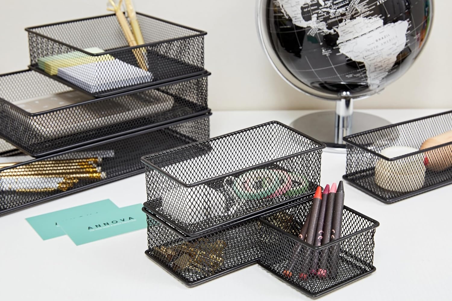 Set van 2 Mesh Lade & Plank Organizers (Zwart) - 45% Korting
