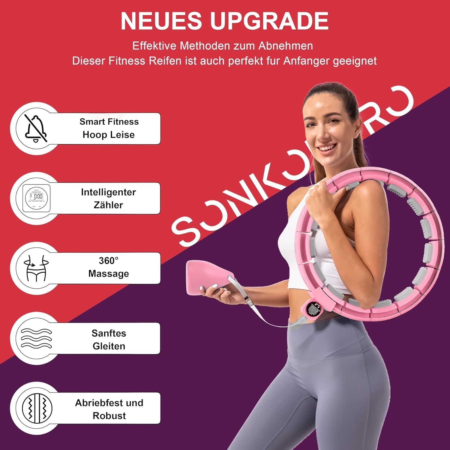 Fitnesshoepel met Gewicht & Teller - Roze (57% Korting!)