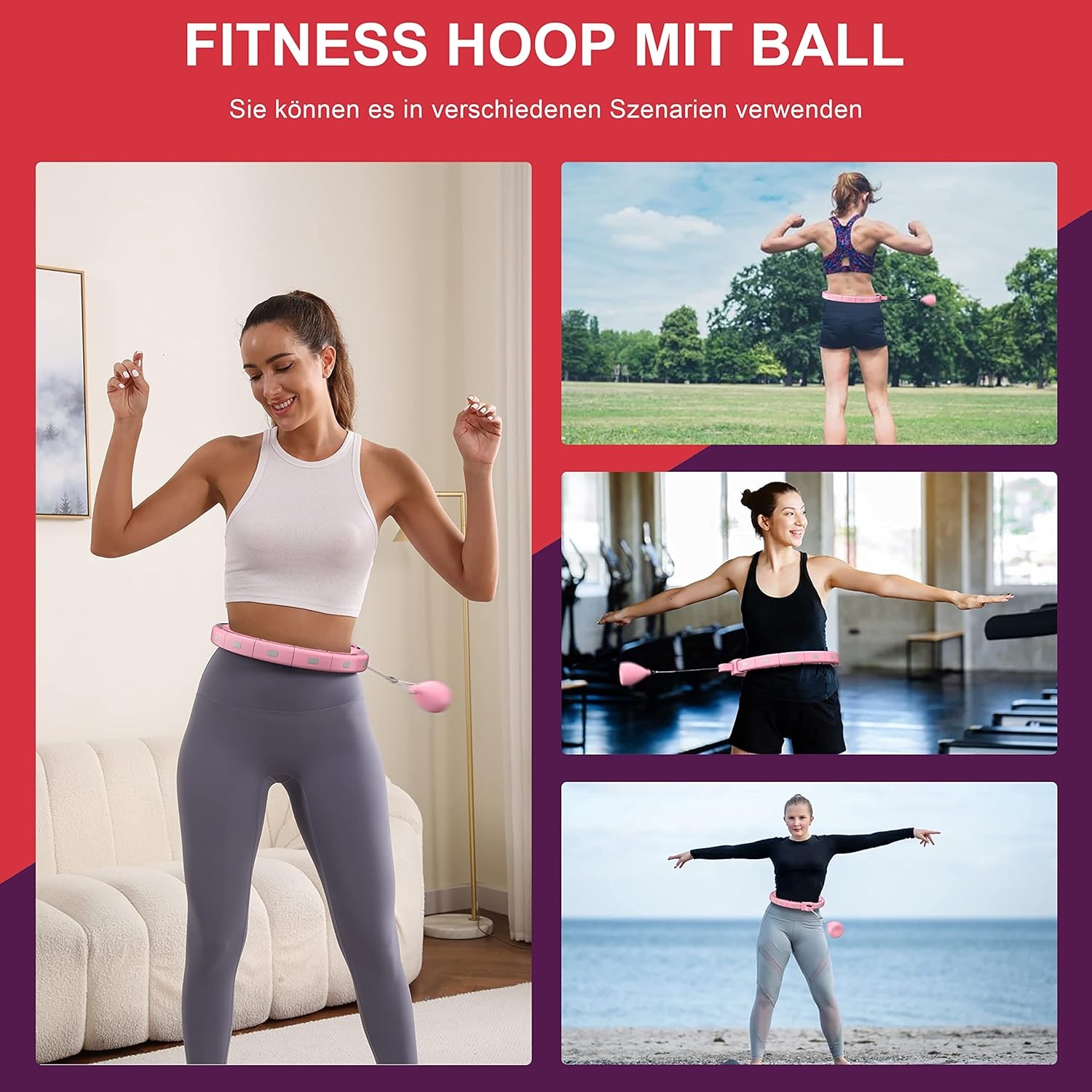 Fitnesshoepel met Gewicht & Teller - Roze (57% Korting!)