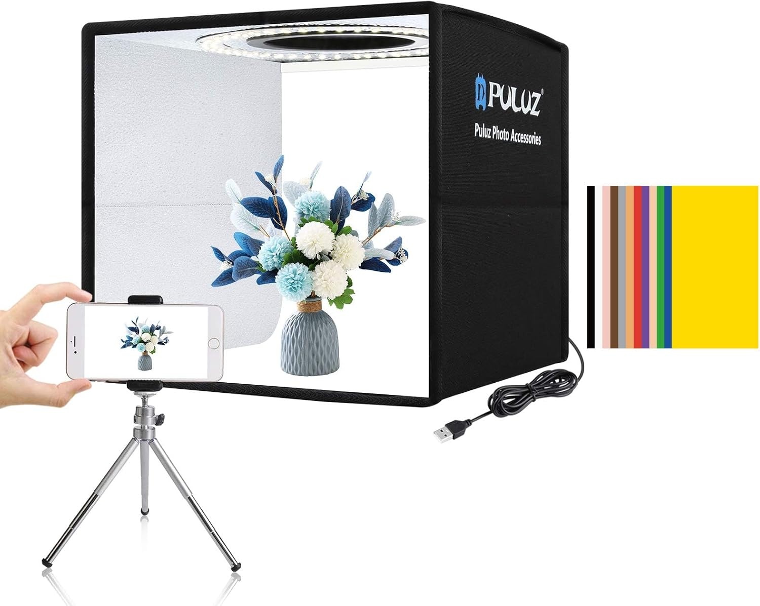 PULUZ Fotostudio Lichtbox 40cm - 3 Kleuren & 160 LED's (34% Korting!)
