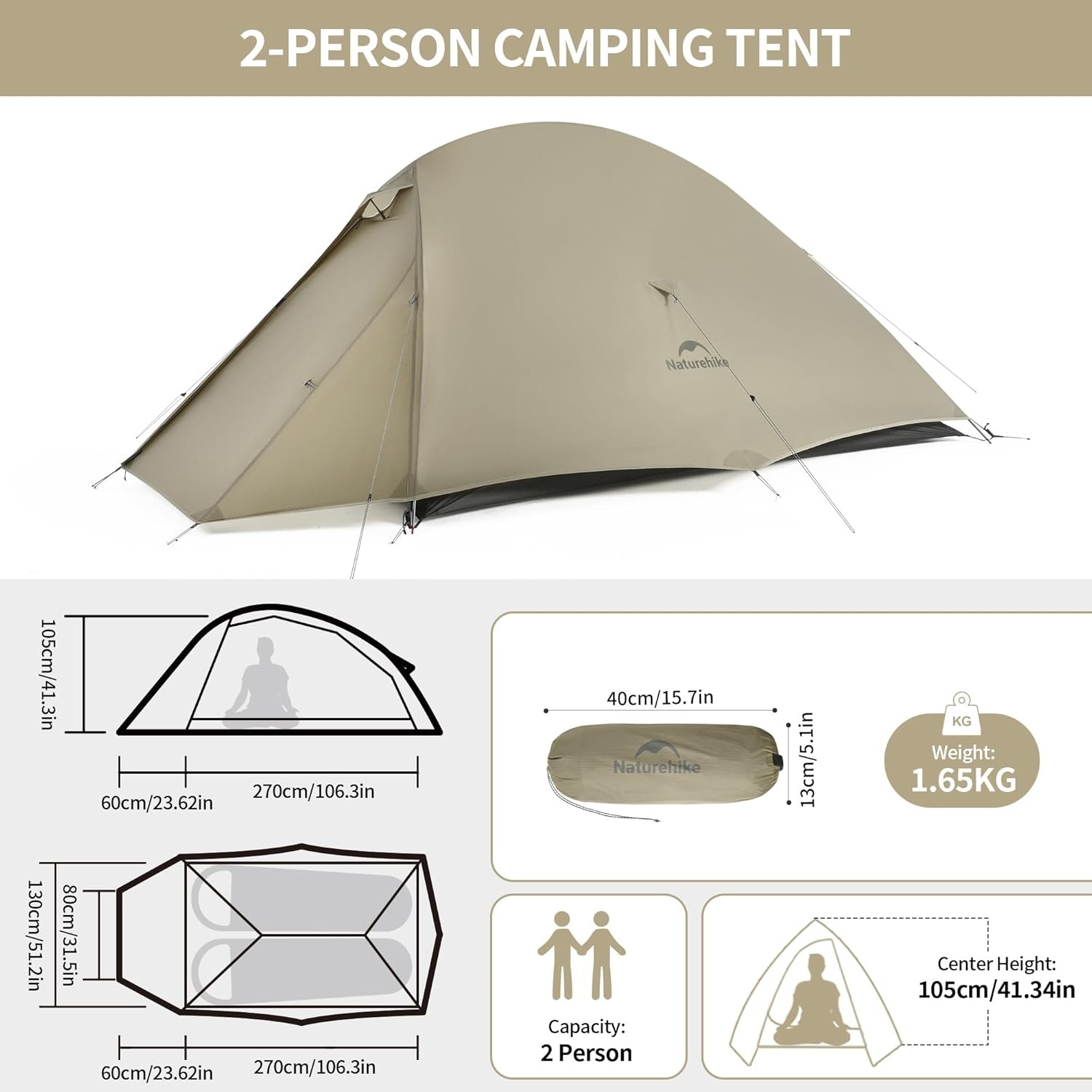 Naturehike Cloud Up 2-persoons Tent - Ultralicht & Waterdicht (35% Korting!)