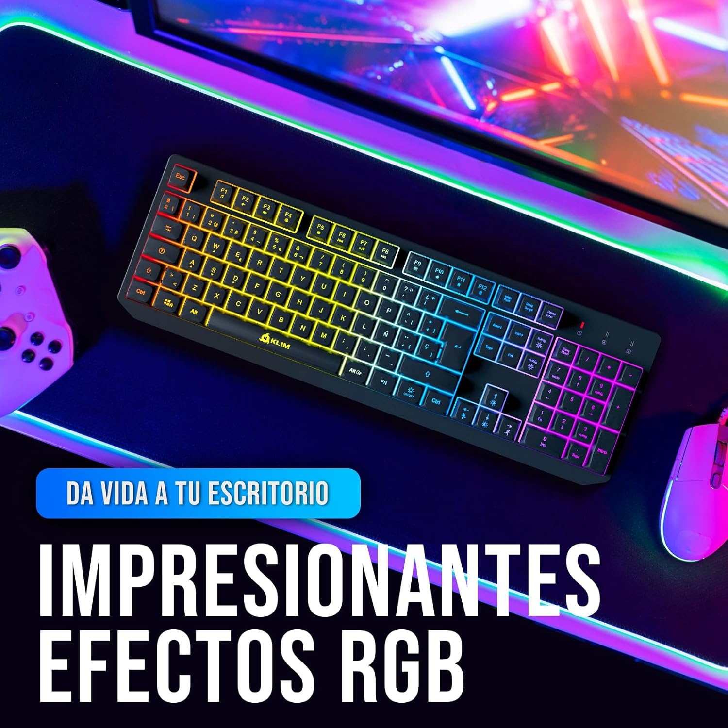 Draadloos Spaans Gaming Toetsenbord Zwart met RGB - 60% Korting