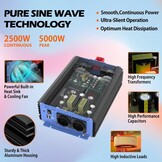 2500W Zuivere Sinus Omvormer 12V-230V | 35% Korting