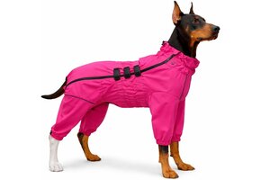 Waterdichte Hond Regenjas 4-Poot Rosered Maat 5XL (rug 74cm) - 50% Korting