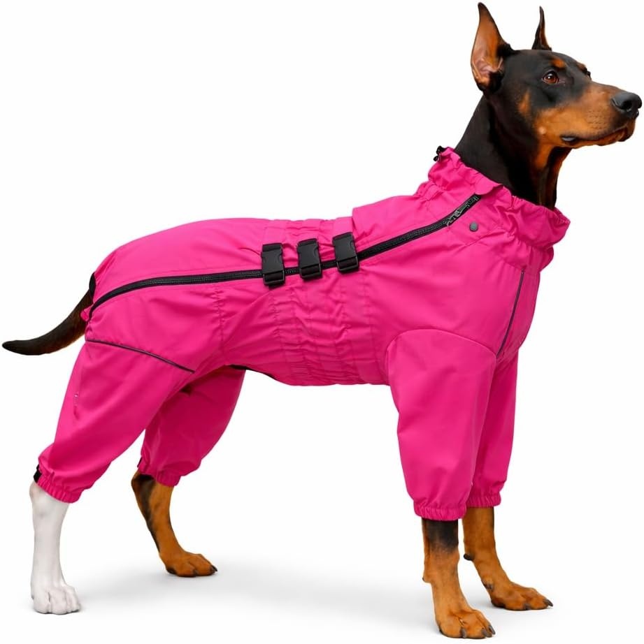 Honden Regenjas Waterdicht 4-Poot XL Rosered - 34% Korting