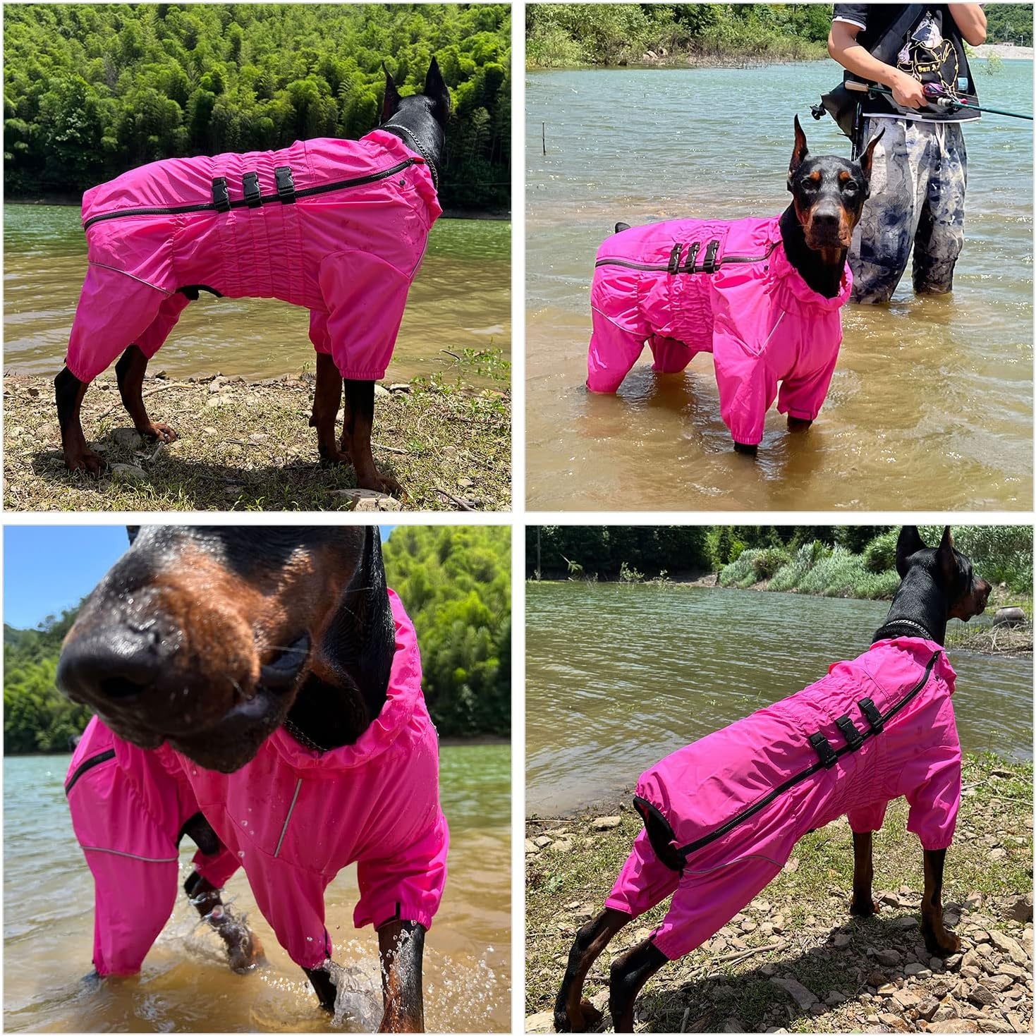Waterdichte Hond Regenjas Rosered 5XL (rug 74cm) - 59% Korting