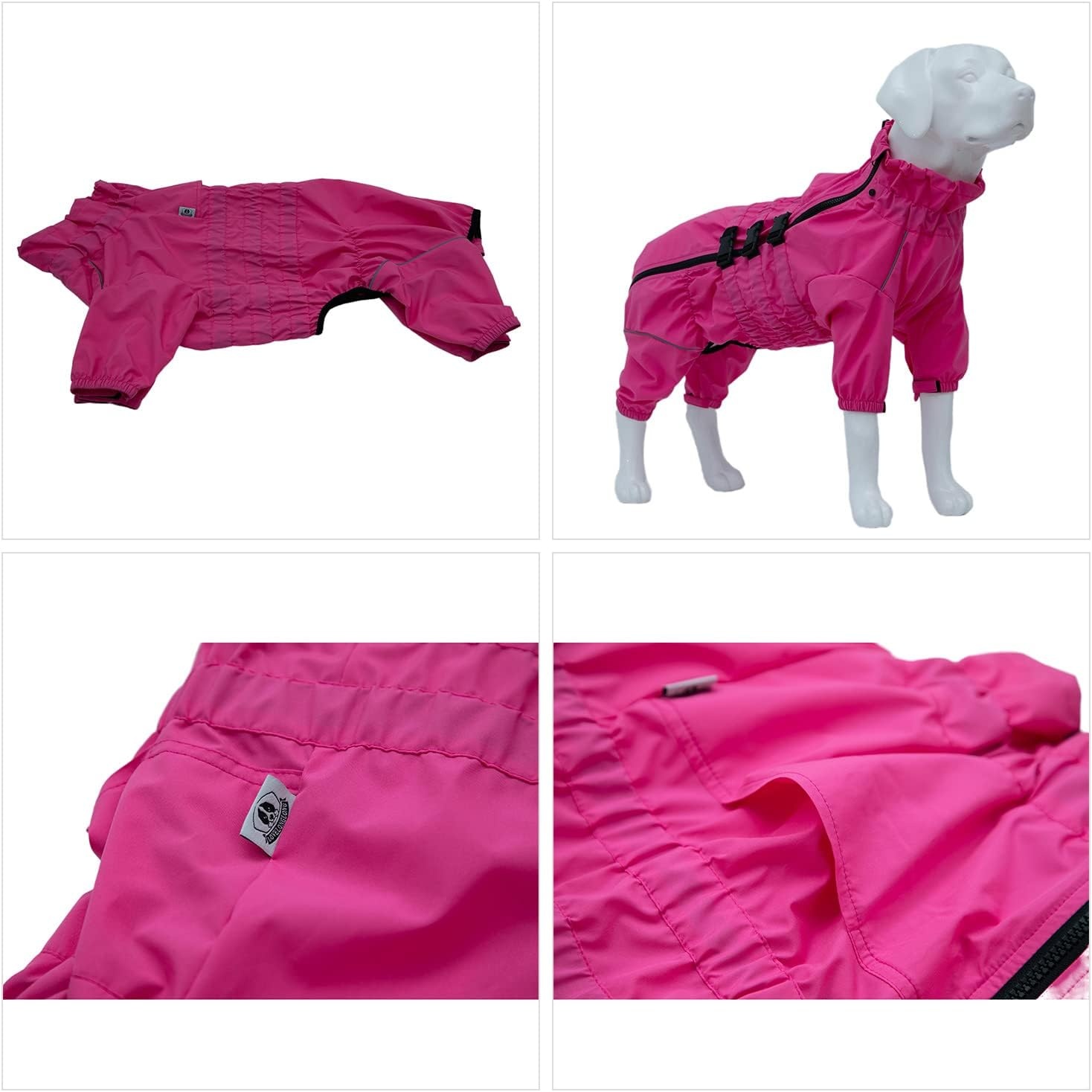 Waterdichte Hond Regenjas Rosered 5XL (rug 74cm) - 59% Korting