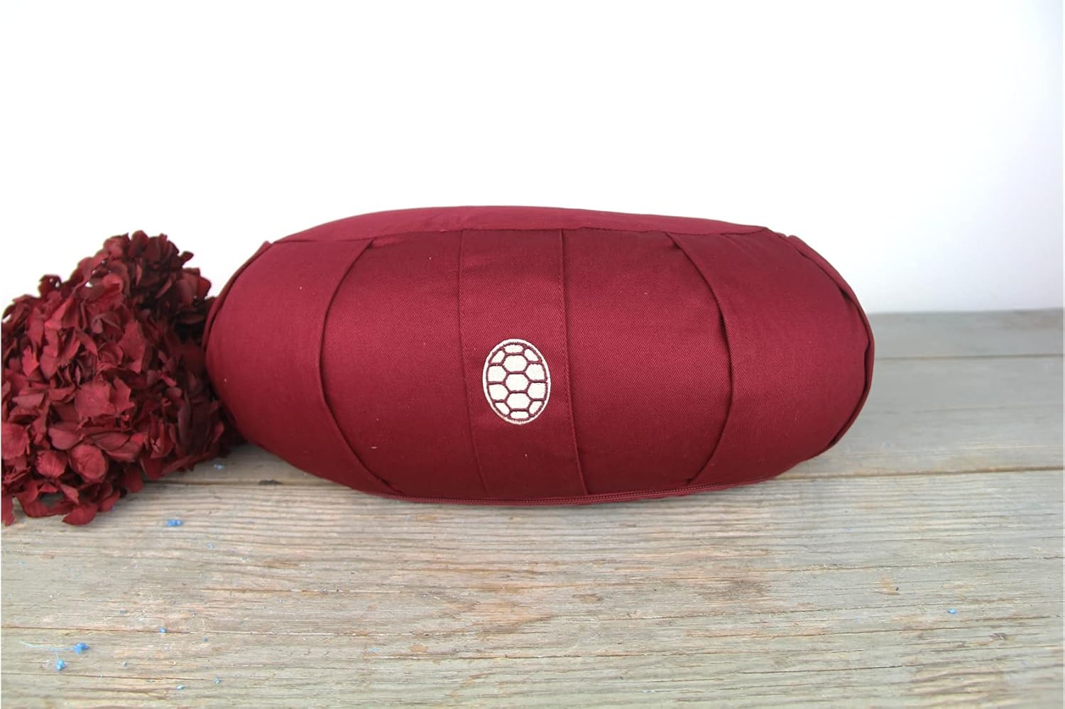 Meditatiekussen Zafu Halvemaanvorm | Biologische Boekweit | Biologisch Katoen | Garnet | 56% Korting