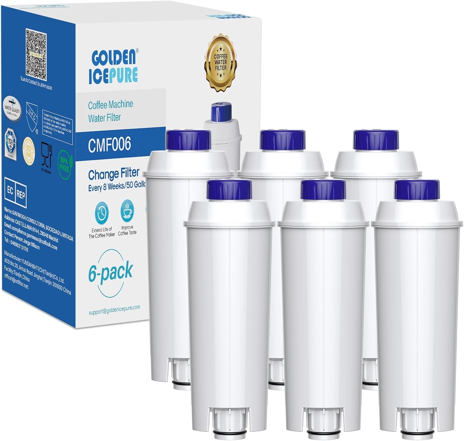 GOLDEN ICEPURE Waterfilters Koffiemachine - 6 stuks (33% korting)