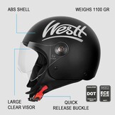 WESTT Classic Jet Helm - Mat Zwart - 34% Korting - Maat S