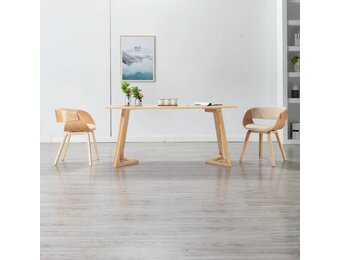 vidaXL Eetkamerstoel Crème Kunstleer/Gebogen Hout - 71% Korting