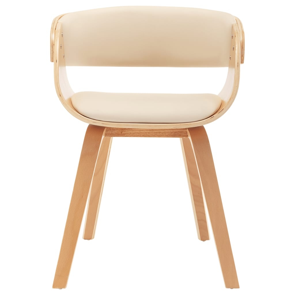 vidaXL Eetkamerstoel Crème Kunstleer/Gebogen Hout - 71% Korting