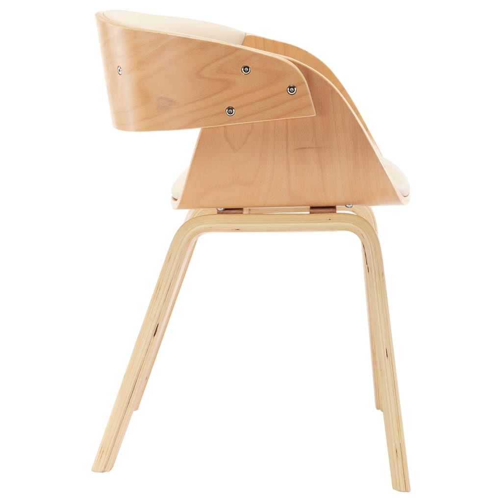 vidaXL Eetkamerstoel Crème Kunstleer/Gebogen Hout - 71% Korting